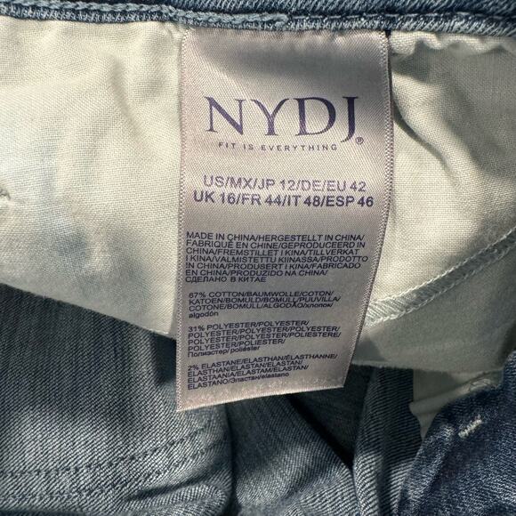 NYDJ Marilyn Straight Clean Horizon Raw Hem Multi Color Pocket Jeans 12 - Picture 10 of 11